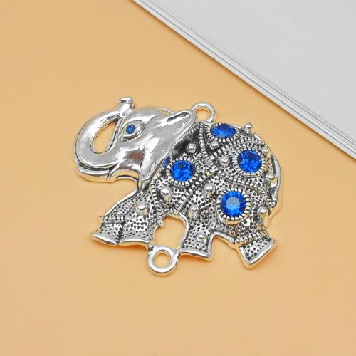 Zinklegering strass hangers, Zinc Alloy, Olifant, silver plated, DIY & met strass & dubbel-gat, zilver, Verkocht door PC