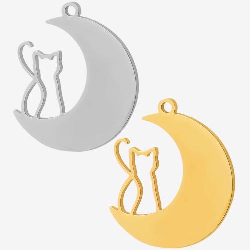 Stainless Steel Pendants 304 Stainless Steel Moon plated DIY Sold By Bag