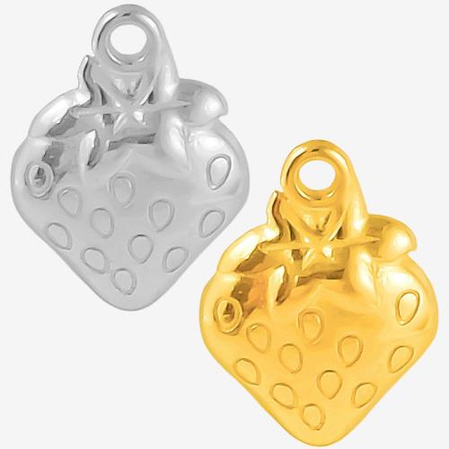 Stainless Steel Pendants 304 Stainless Steel Strawberry plated DIY Sold By Bag