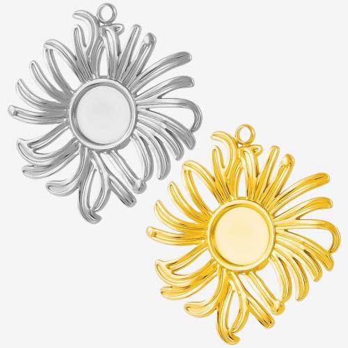 Stainless Steel Pendant Setting 304 Stainless Steel Flower plated DIY Sold By Bag
