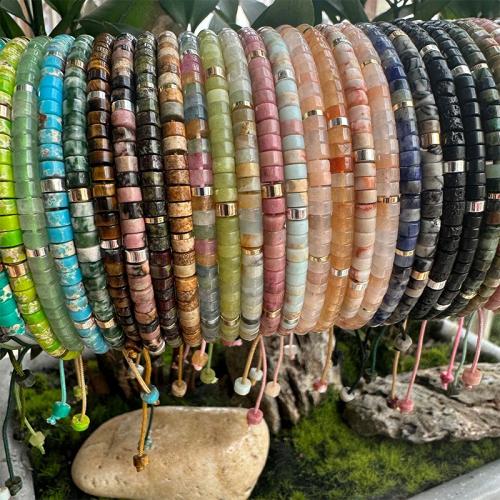 حجر كريم سوار, مع النايلون الحبل & سبائك الزنك, مواد مختلفة للاختيار & للجنسين, beads length 2x4mm, القطر الداخلي:تقريبا 15mm, تباع بواسطة PC