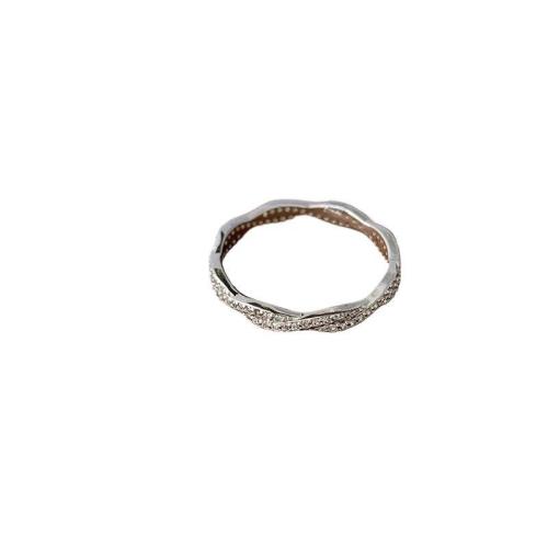 925 Sterling Silver Finger Ring platinum plated & for woman & with rhinestone US Ring Sold By PC