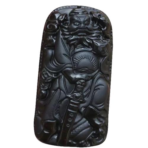 Obszidián Függő, Faragott, természetes & DIY, fekete, 44x42x15mm, Által értékesített PC