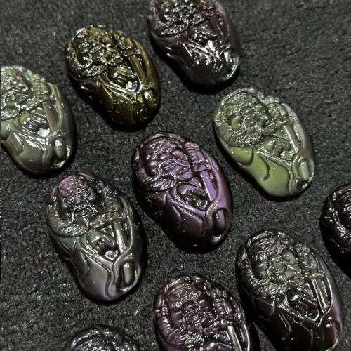 Jég Obszidián Függő, Faragott, természetes & DIY, fekete, 40x26mm, Által értékesített PC
