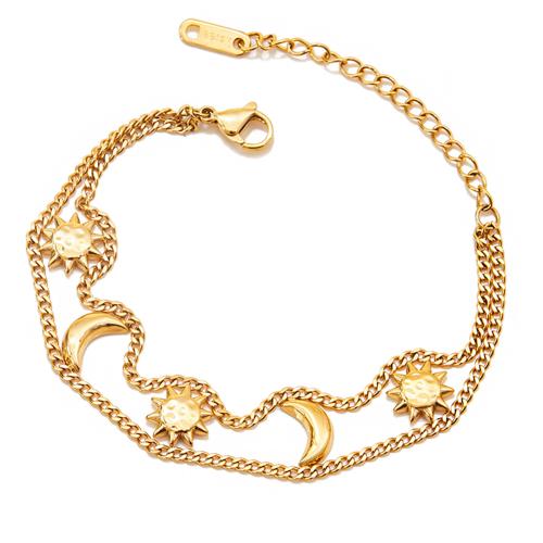 Stainless Steel Jewelry Bracelet 304 Stainless Steel plated Double Layer & fashion jewelry & for woman golden Sold By PC