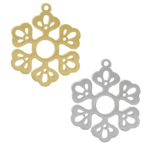Stainless Steel Pendants 304 Stainless Steel Snowflake plated DIY & hollow Sold By Bag