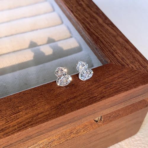 925 Sterling Sølv Stud Earring, Calabash, mode smykker & for kvinde, 6.60x9mm, Solgt af par