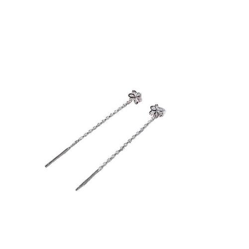 925 Sterling Sølv Tråden igennem Øreringe, Flower, mode smykker & for kvinde, sølv, 45x5.50mm, Solgt af par