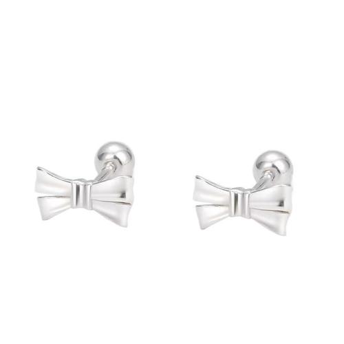 925 Sterling Sølv Stud Earring, Bowknot, mode smykker & forskellige stilarter for valg & for kvinde, sølv, 4x8mm, Solgt af par