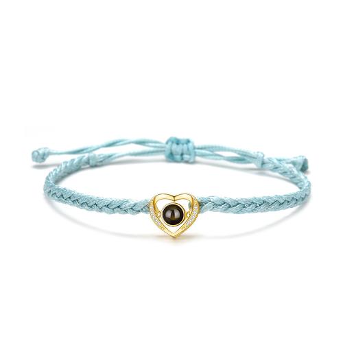 laiton Miniature Projection Bracelet, avec cordon de polyester, coeur, unisexe & tressé, plus de couleurs à choisir, Longueur Environ 6-10 pouce, Vendu par PC