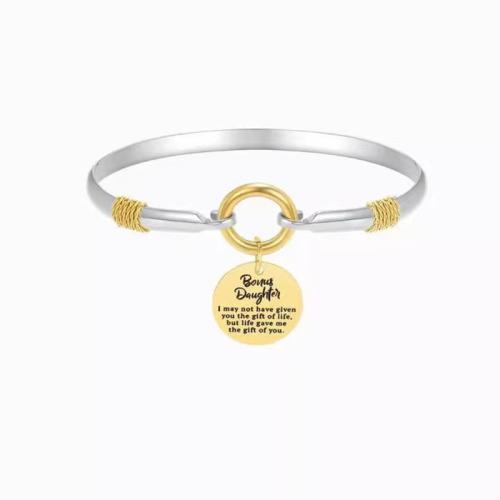 Messing Bangle, plated, met brief patroon & voor vrouw, Binnendiameter:Ca 60mm, Verkocht door PC
