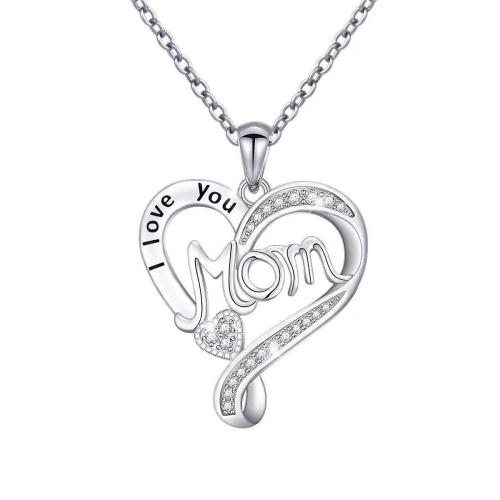 Brass Necklace Heart platinum plated cross chain & Mother Day Jewelry & for woman & with rhinestone Length Approx 16-20 Inch Sold By PC