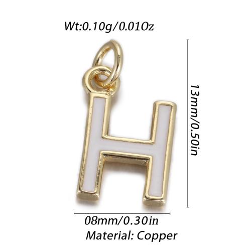Brass Jewelry Pendants Alphabet Letter gold color plated DIY & enamel white nickel lead & cadmium free Sold By Bag