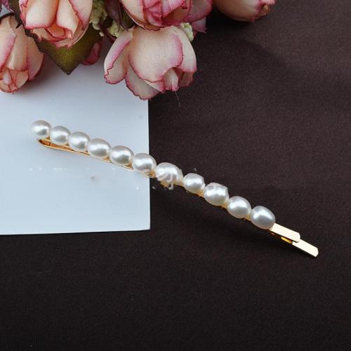 Hair Slide Freshwater Pearl with Zinc Alloy Slightly Round fashion jewelry Sold By PC
