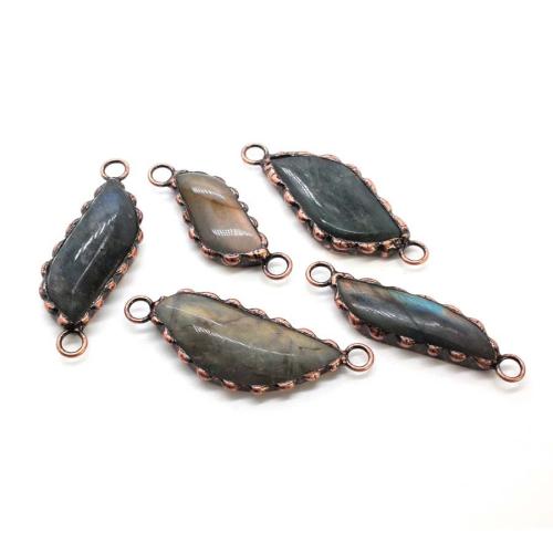 Gemstone Connector Labradorite with Zinc Alloy polished random style & DIY - Sold By PC