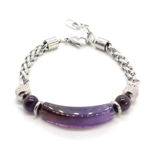 Gemstone Bracelets with 304 Stainless Steel Chain with 1.5 Inch extender chain handmade fashion jewelry & Unisex Length 8 Inch Sold By PC