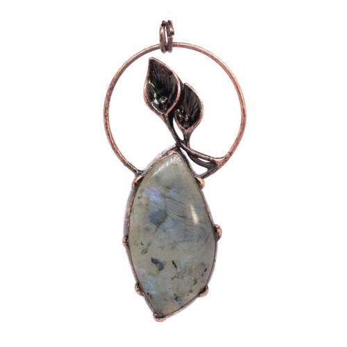 Gemstone Pendants Jewelry Labradorite with Zinc Alloy polished random style & DIY & hollow Sold By PC