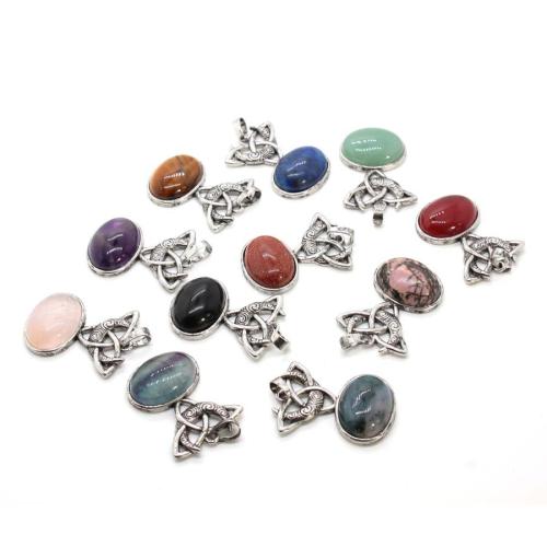 Gemstone Pendants Jewelry with Zinc Alloy plated DIY & hollow Sold By PC