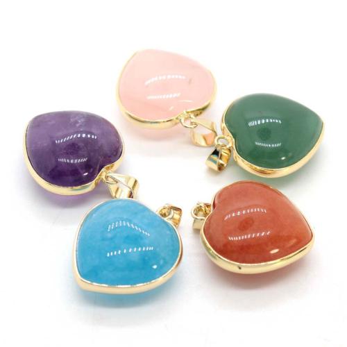 Gemstone Pendants Jewelry with Zinc Alloy Heart DIY Sold By PC