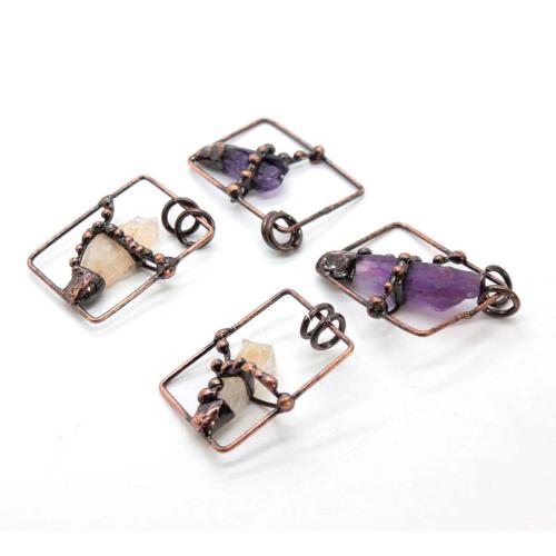 Gemstone Pendants Jewelry with Zinc Alloy plated DIY & hollow Sold By PC