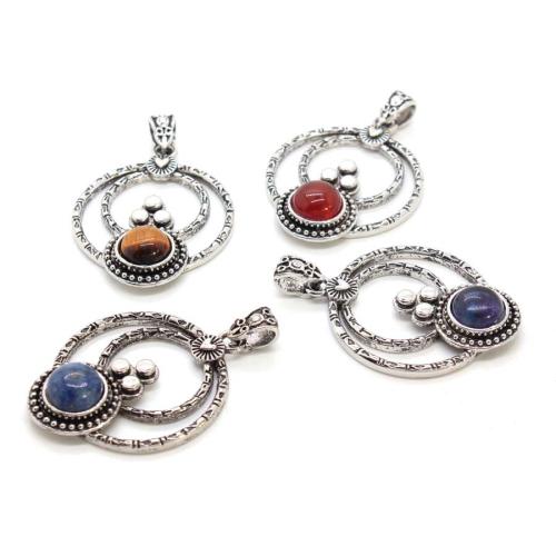 Gemstone Pendants Jewelry with Zinc Alloy plated DIY & hollow Sold By PC