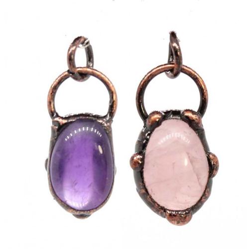 Gemstone Pendants Jewelry with Zinc Alloy plated DIY & hollow - Sold By PC