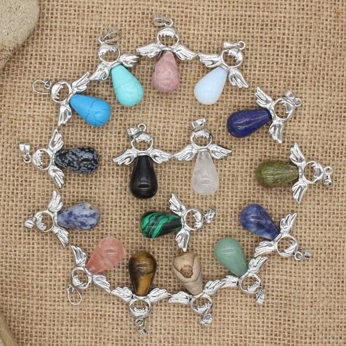 Gemstone Pendants Jewelry with Zinc Alloy Angel DIY & hollow Sold By PC