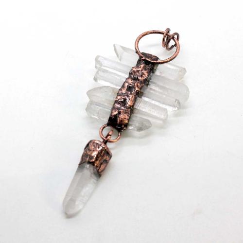 Naturlig kvarts hängen, Clear Quartz, med Zink Alloy, plated, DIY & ihålig, 100x45mm, Säljs av PC