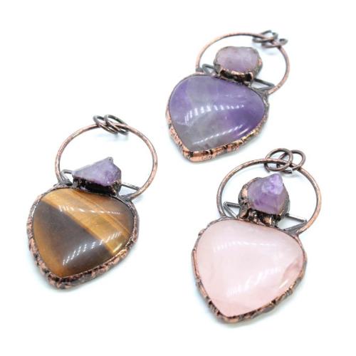 Gemstone Pendants Jewelry with Zinc Alloy plated DIY & hollow Sold By PC
