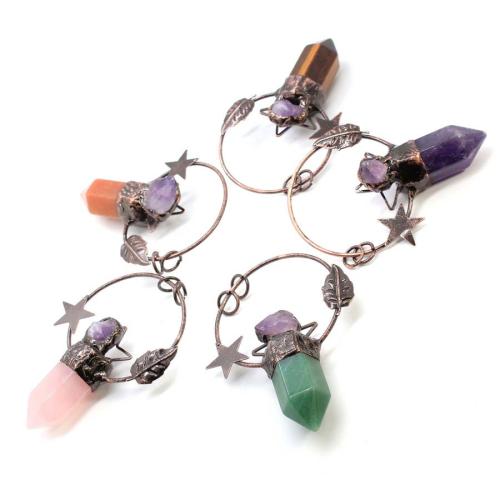 Pendants Gemstone Jewelry, le Sinc Alloy, dath práis antique plátáilte, DIY & ábhair éagsúla do rogha & log, 73x57mm, Díolta De réir PC