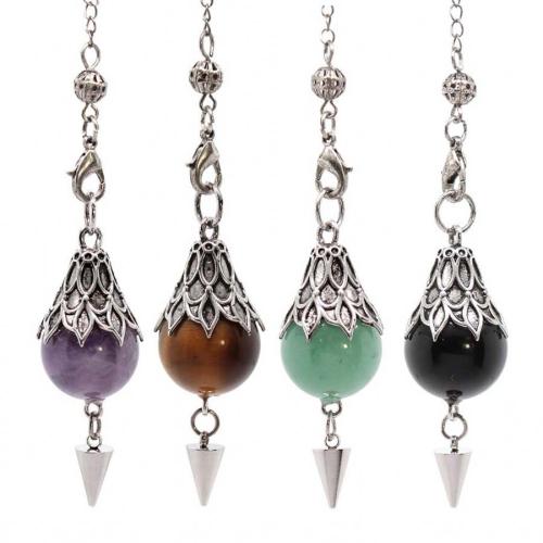 Piedras preciosas Péndulo, con metal & aleación de zinc, chapado, diferentes materiales para la opción, 53x31x10mm, Vendido por UD