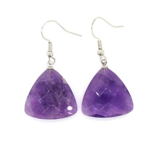Gemstone Earrings, misto de pedras semi-preciosas, with liga de zinco, joias de moda & materiais diferentes para a escolha & para mulher, 23x21mm, vendido por par