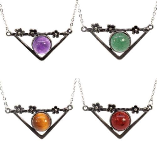 Gemstone Jewelry karoliai, Brangakmenis, su Cinko lydinys, įvairios medžiagos pasirinkimas & moters & tuščiaviduris, 38x20mm, Ilgis 18 Inch, Pardavė PC