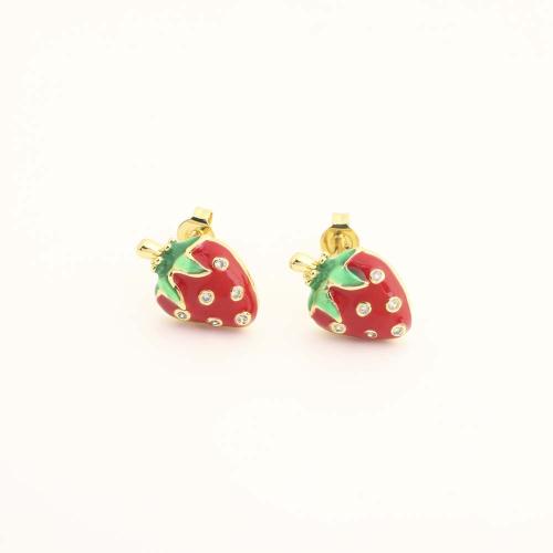 Goujon Laiton, bijoux de mode & pavé de micro zircon & pour femme & émail, doré, Vendu par paire