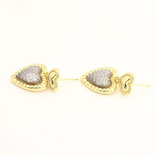Boucles d'oreilles pendantes en laiton, bijoux de mode & pavé de micro zircon & pour femme & deux tons, plus de couleurs à choisir, Vendu par PC