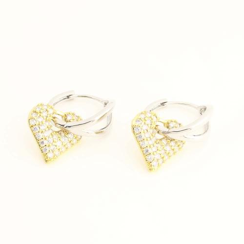 Messing Drop ørering, mode smykker & Micro Pave cubic zirconia & for kvinde & to tone, flere farver til valg, Solgt af par