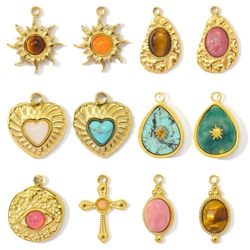 Pendants Jewelry Cruach dhosmálta, 304 Cruach dhosmálta, le Gemstone, dath an óir plated, DIY, dathanna níos mó le haghaidh rogha, 3ríomhairí pearsanta/Mála, Díolta De réir Mála
