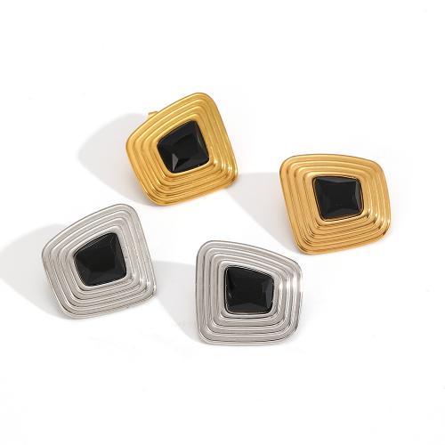Stainless Steel Stud Øreringe, 304 rustfrit stål, forgyldt, mode smykker & med rhinestone, flere farver til valg, Solgt af par