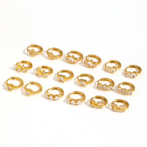 Rostfritt stål spaken bakåt Earring, 304 rostfritt stål, plated, mode smycken & med strass, fler färger för val, Säljs av Par
