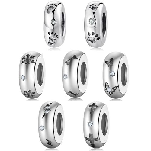 925 Sterling Silver Pärlor, DIY & olika mönster för val & micro bana cubic zirconia, 10mm, Säljs av PC