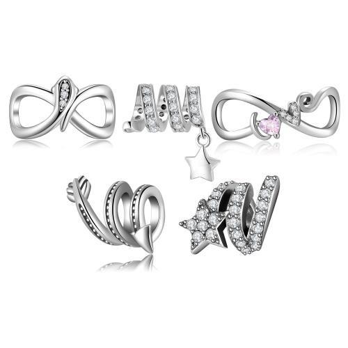 Perline in argento sterlina 925, 925 sterline d'argento, DIY & stili diversi per la scelta & Micro spianare cubic zirconia, beads length 10-20mm, Venduto da PC