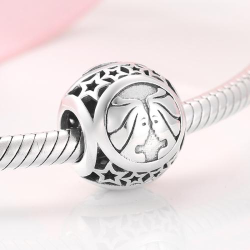 925 Sterling Silver European Beads, 925 sterline d'argento, 12 Segni zodiacali, DIY & stili diversi per la scelta, 10mm, Venduto da PC