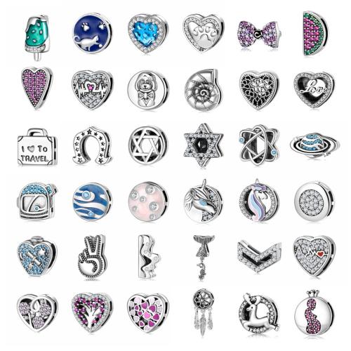 Perline in argento sterlina 925, 925 sterline d'argento, DIY & stili diversi per la scelta & Micro spianare cubic zirconia & adesivo epoxi, beads length 10-25mm, Venduto da PC