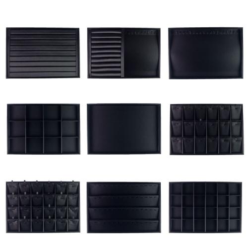 Multi Purpose Display Wood with Cloth & PU Leather Rectangle black Sold By PC
