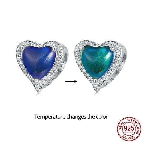 925 Sterling Silver Beads with Gemstone DIY & micro pave cubic zirconia & change their color according to the temperature beads length 10-20mm Sold By PC
