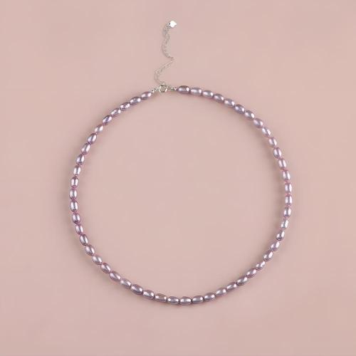 Natural makeanveden helminauha, Makeanveden helmen, kanssa 925 Sterling Silver, Riisi, hopea päällystetty, muoti korut, enemmän värejä valinta, 5x6mm, Myymät Strand