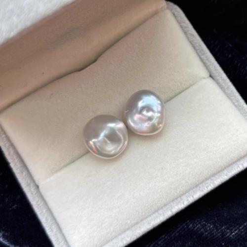 Sterling Silver Jewelry orecchino, 925 argento sterlina, with perla d'acquadolce coltivata naturalmente, Barocco, placcato, gioielli di moda, nessuno, 9x11mm, Venduto da coppia