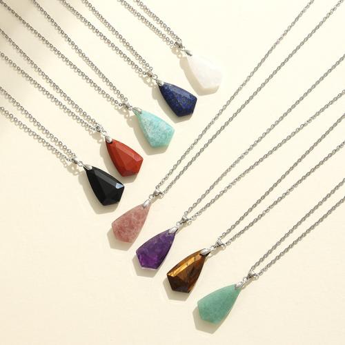 Collier bijoux de pierre gemme, Pierre naturelle, avec fer, poli, bijoux de mode & différents matériaux pour le choix & pour femme, Longueur Environ 41-50 cm, Vendu par PC