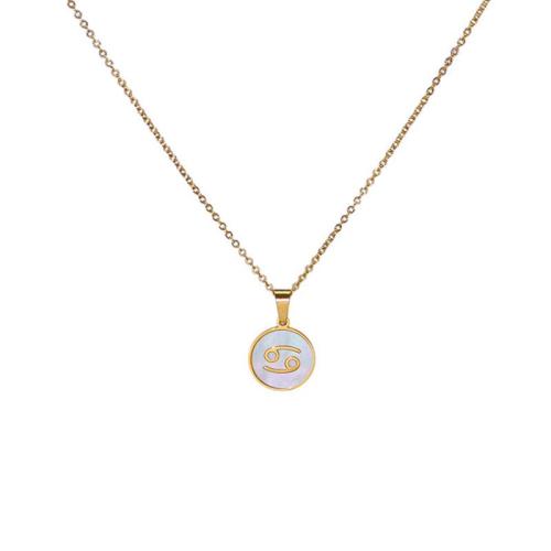 Stainless Steel Jewelry Necklace 304 Stainless Steel with White Shell 18K gold plated Zodiac symbols jewelry & for woman Sold By PC