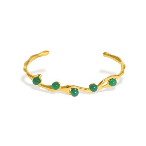 Bracelete de aço inoxidável, Aço inoxidável 304, with Pedra natural, banhado, materiais diferentes para a escolha & para mulher & vazio, Mais cores pare escolha, vendido por PC
